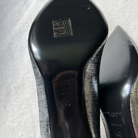 SAINT LAURENT Shoes Anja 85 Gray Metallic High Heel Pumps - Picture 11 of 12